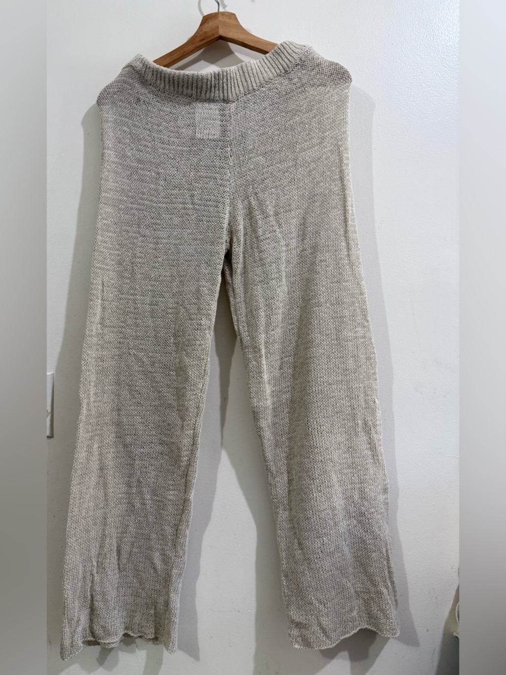 Venroy Cream Knit Wide-Leg Joggers
